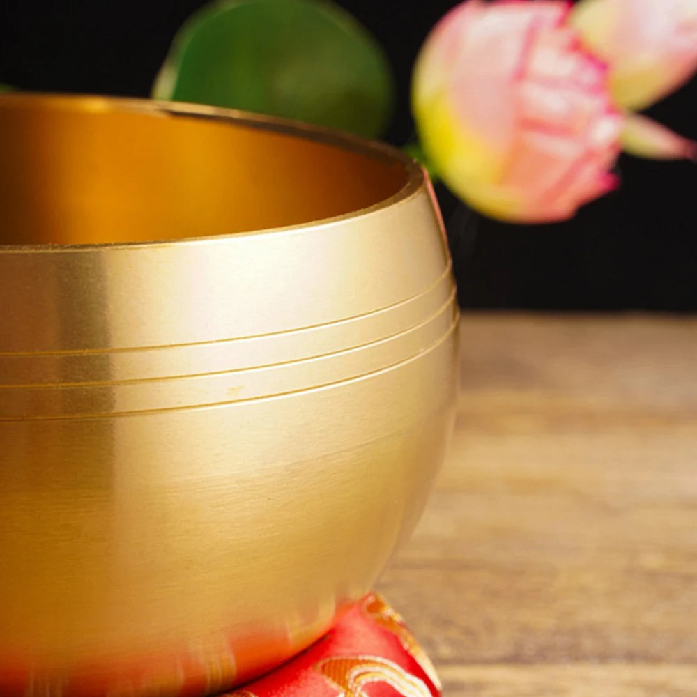 Brass Buddha Singing Bowl - Nepalese Meditation Tool with Leather Stick, Deep Mantra Sounds for Yoga & Spiritual Calm