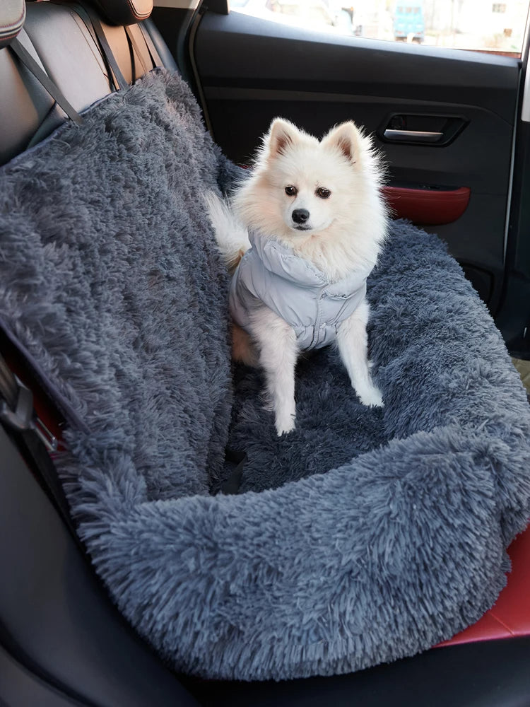Weltbild Grey Plush Dog Car Seat - Comfortable, Safe, and Stylish Travel Solution for Pets in Any Vehicle