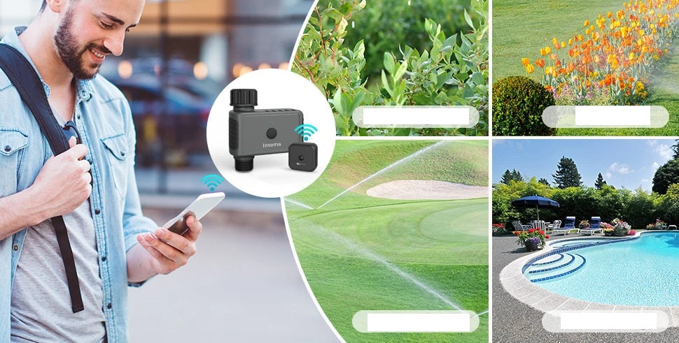 Insoma WiFi Garden Sprinkler Timer - Smart Irrigation Controller Compatible with Alexa, Remote Control for Hassle-Free Watering