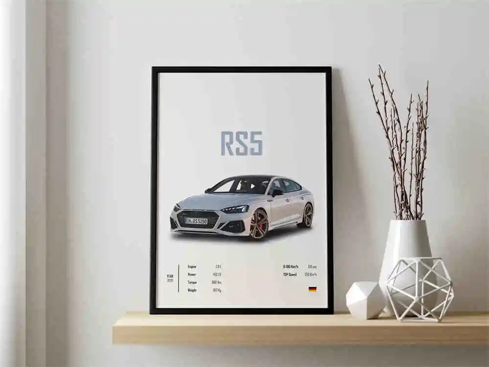 Retro German Supercar Poster Set – Pop Aesthetic Canvas Wall Art Featuring M8, M4, R8, RS6 for Garage or Home Decor