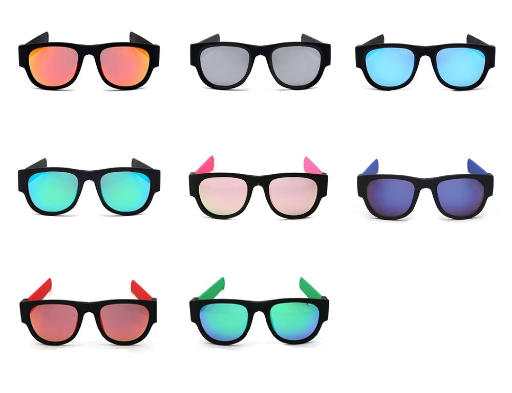 Folding Slap Sunglasses – Trendy Polarized Shades for Men with Mirror Finish and Wristband-Style Folding Innovation