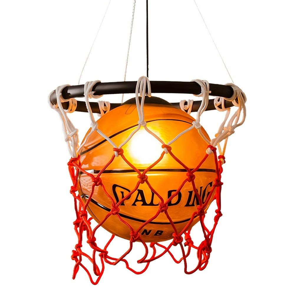 Art Deco Basketball Net Pendant Light – Matte Metal Chandelier Perfect for Game Room, Sports Bar, and Modern Home Lighting Décor