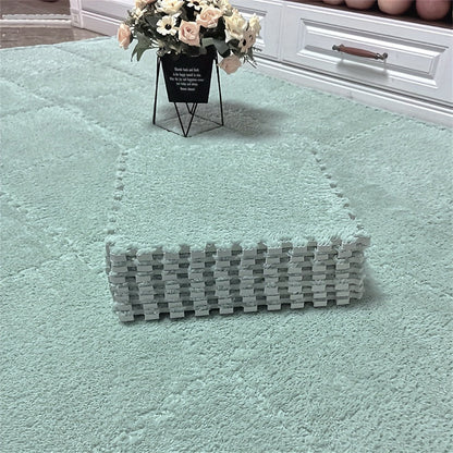 Plush Interlocking Carpet Tiles – 12 Foam Puzzle Mat Squares, 11.8 in, Hand-Washable