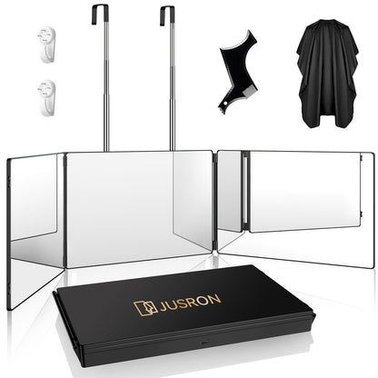 Self Haircut Mirror with LED – 360 View Anti-Fog, USB Rechargeable, Tri-Fold Mirror for Home Grooming, Salon, and Gift Ideas
