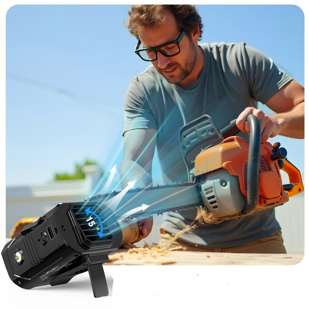 Portable Waist Fan – 10000mAh  Clip-On Hands-Free Wearable Cooling Fan with Flashlight and 5 Speeds for Camping and Travel
