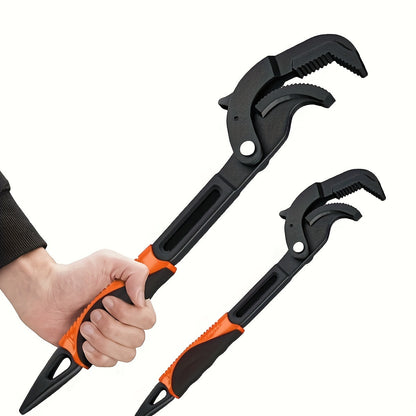 Dual-Handled  Universal Wrench – Quick Grip Pipe Spanner with Auto-Locking Jaws, High Carbon Steel