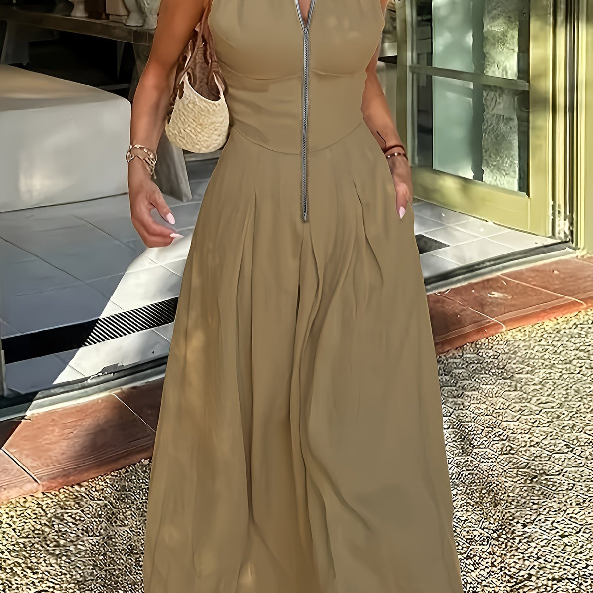 Women’s Long Maxi Dress – Sleeveless Polyester Summer Dress for Casual or Formal Occasions, Lightweight and Stylishly Comfortable
