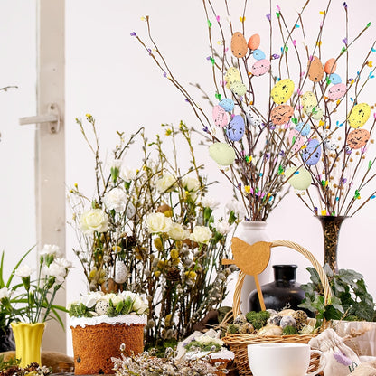 Spring Floral Easter Egg Plug-In Ornaments – 3/6/12pcs Miniature Eggs for Festive Floral Arrangements and Home Party Decor