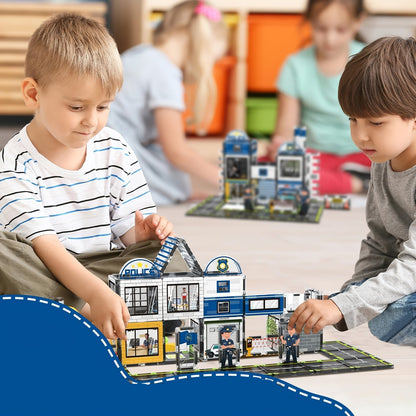 Magnetic Police & Fire Station Playset – Educational Garage Tower Construction Toys with Vehicles for Toddlers, Enhancing Creativity and Focus