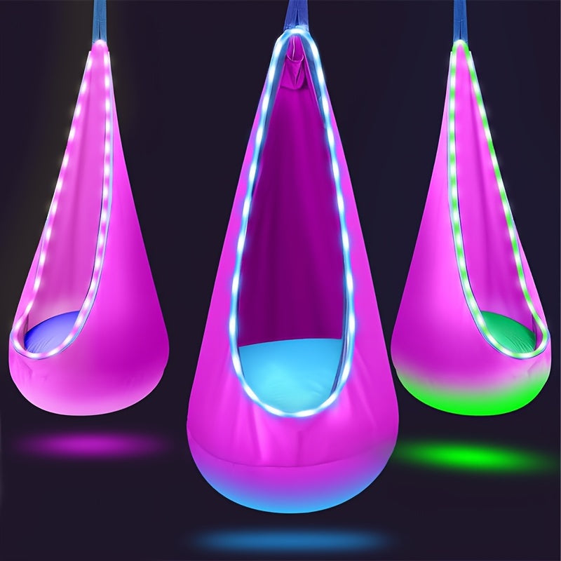LED Light Hammock Set with Remote – Glowing Outdoor Bed with Adjustable Brightness for Patio, Camping, Birthdays & Holiday Gifting