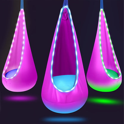 LED Light Hammock Set with Remote – Glowing Outdoor Bed with Adjustable Brightness for Patio, Camping, Birthdays & Holiday Gifting