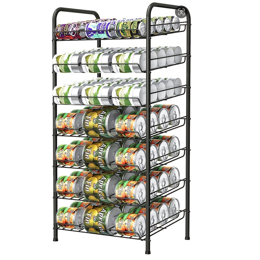 Adjustable Large Metal Can Rack Organizer – Multi-Tier Pantry Shelf for 84 Cans, Space-Saving Kitchen Cabinet Storage with Custom Dividers