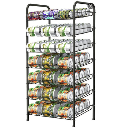 Adjustable Large Metal Can Rack Organizer – Multi-Tier Pantry Shelf for 84 Cans, Space-Saving Kitchen Cabinet Storage with Custom Dividers