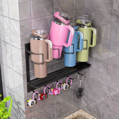 Durable Carbon Steel Magnetic Cup Holder –  Organizer for Insulated Cups, Ice Cream Containers, or Kitchen Storage, Sleek Design for Space-Saving Convenience