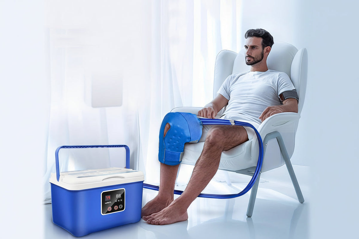 Upgraded Cold Therapy Machine – Digital Ice Therapy System with Quiet Pump and Adjustable Knee Pad