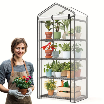 Portable Outdoor Tomato Greenhouse with Wheels – Roll-Up Door, 3-Tier Shelves for Plants, Flowers & Winter Weather Protection