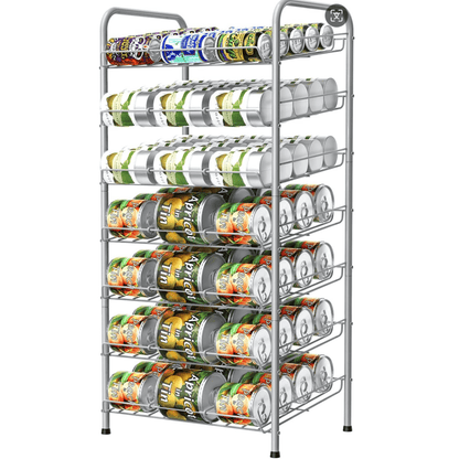 Adjustable Large Metal Can Rack Organizer – Multi-Tier Pantry Shelf for 84 Cans, Space-Saving Kitchen Cabinet Storage with Custom Dividers