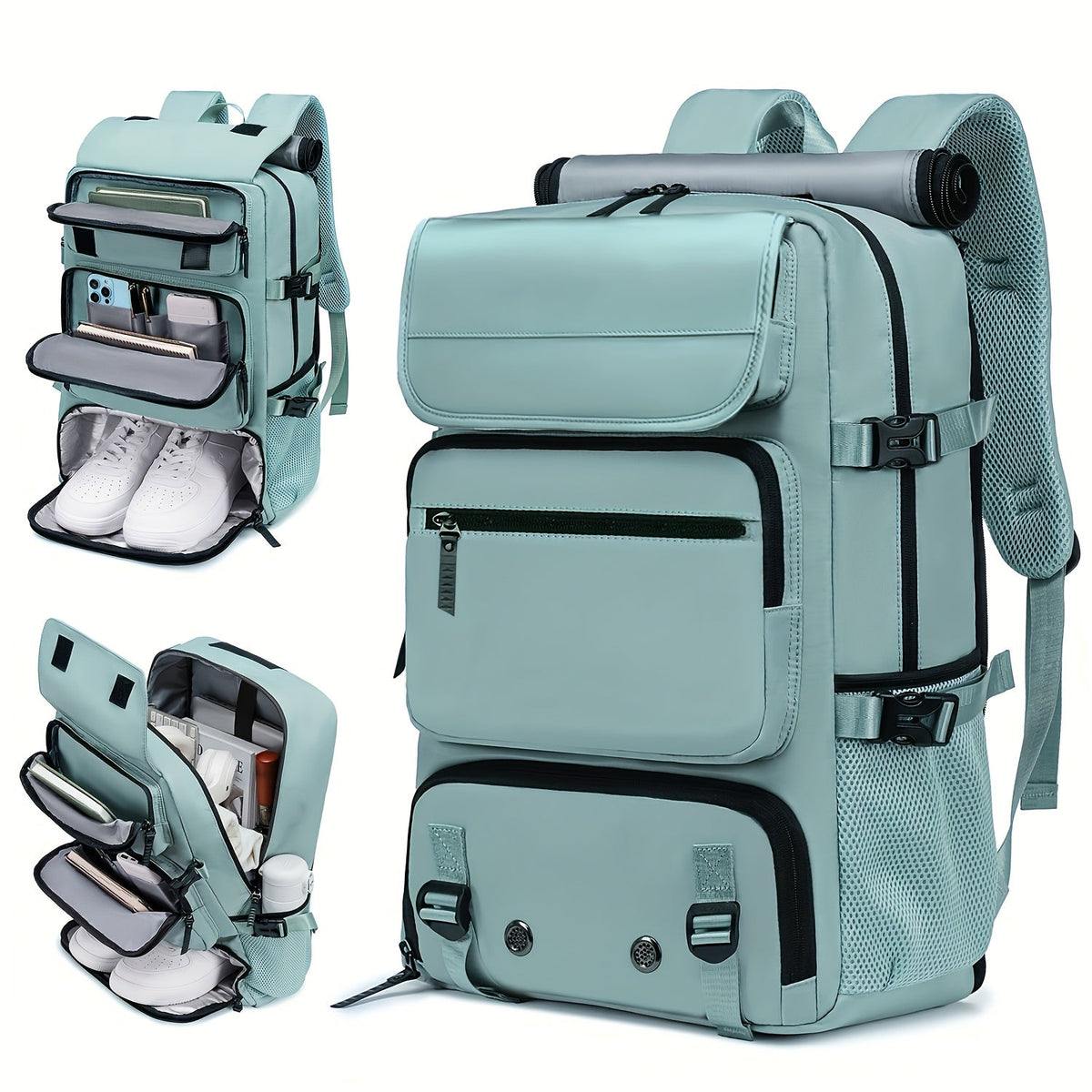 Large-Capacity Travel Backpack with Shoe Compartment – Lightweight Laptop Daypack with Charging Port, Multi-Functional 3-in-1 Design for Travel, Business, and Outdoor Adventures