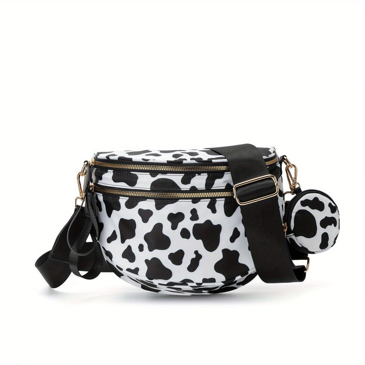 Trendy Shell Shoulder Bag – Lightweight Crossbody Bag with Black & White Grid Design, Outdoor Sports Handbag
