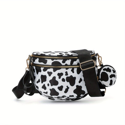Trendy Shell Shoulder Bag – Lightweight Crossbody Bag with Black & White Grid Design, Outdoor Sports Handbag