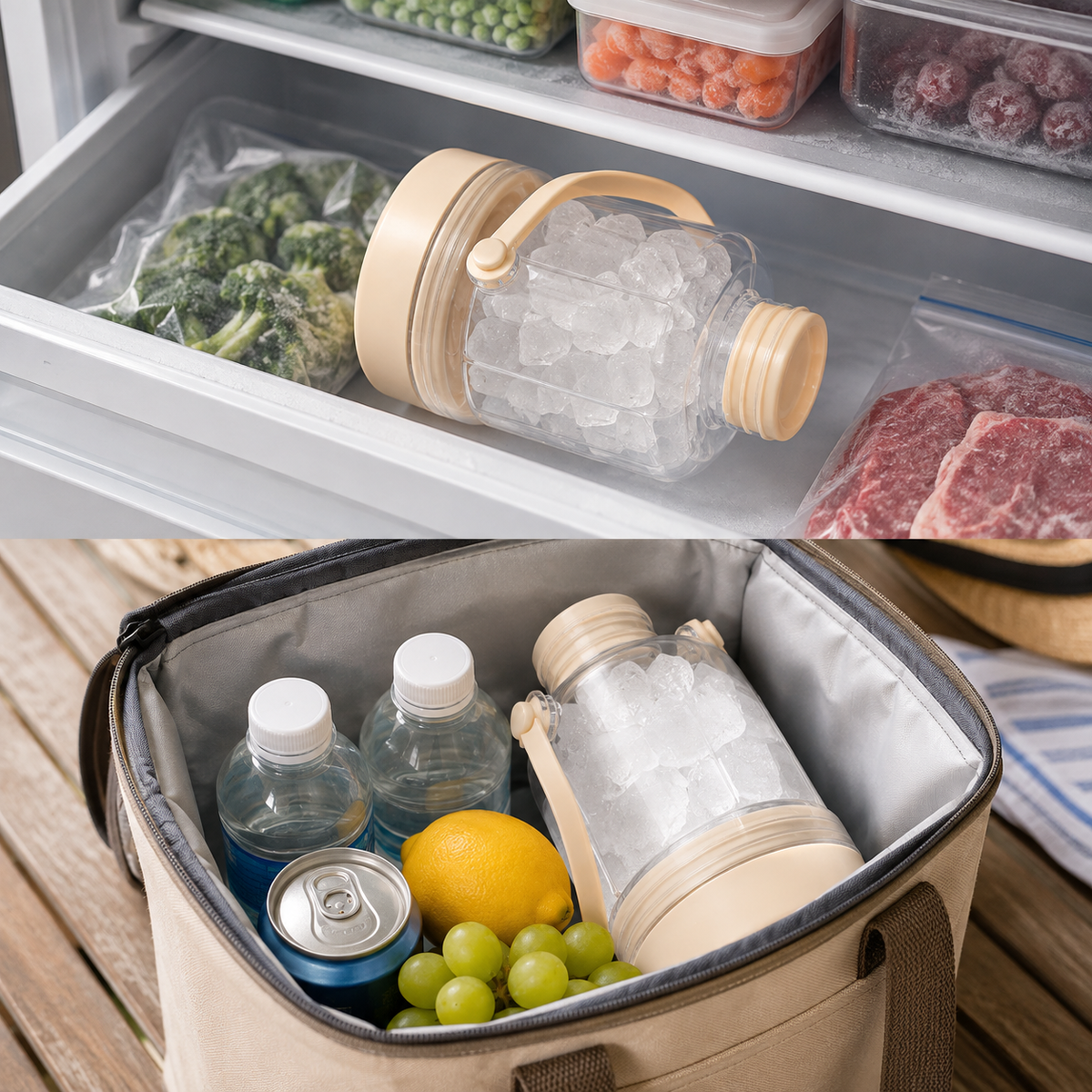 Ice Maker Water Bottle – 2-in-1 Portable Water Bottle with Built-in Silicone Ice Cube Tray, Easy Press Ice Release for Cold Drinks, Gym, Travel and Outdoor Use