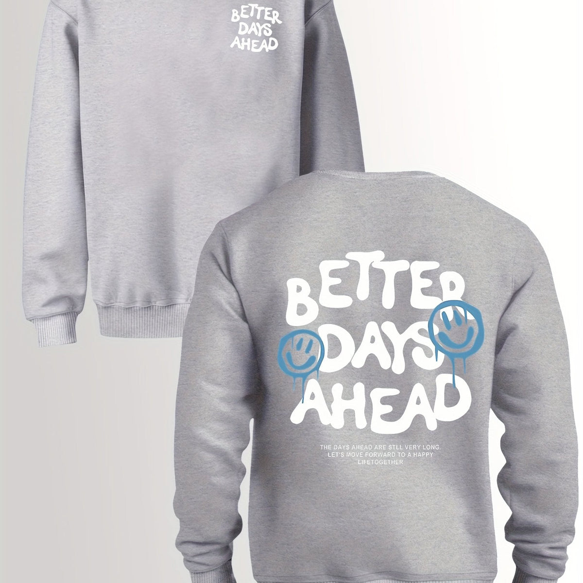 Better Days Ahead Men’s Hoodie – Casual Crew Neck Sweatshirt with Geometric Design for Street & Retro Looks