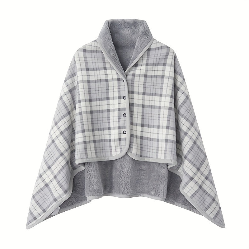 Cozy Checkered Knit Blanket – Double-Layer Soft Polyester Throw for Office Naps, Winter Warmth, and Stylish Home Comfort
