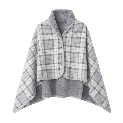 Cozy Checkered Knit Blanket – Double-Layer Soft Polyester Throw for Office Naps, Winter Warmth, and Stylish Home Comfort
