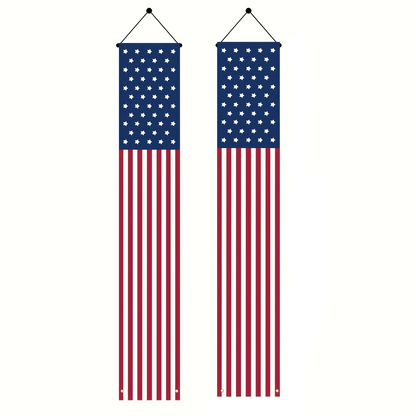 Patriotic American Flag Porch Banners – Outdoor Polyester Hanging Decor for 4th of July and Memorial Day