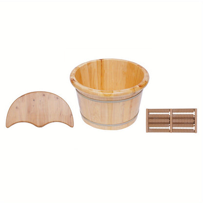 Premium Cedar Wood Foot Bath Bucket – Built-In Massage Roller & Heat Preservation for Ultimate Foot Soak Relaxation & Tension Relief