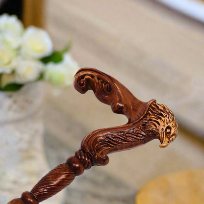 Hand-Carved Solid Wood Eagle Head Walking Cane – Elegant, Decorative Support Stick for Mobility, Style, and Collector’s Pride