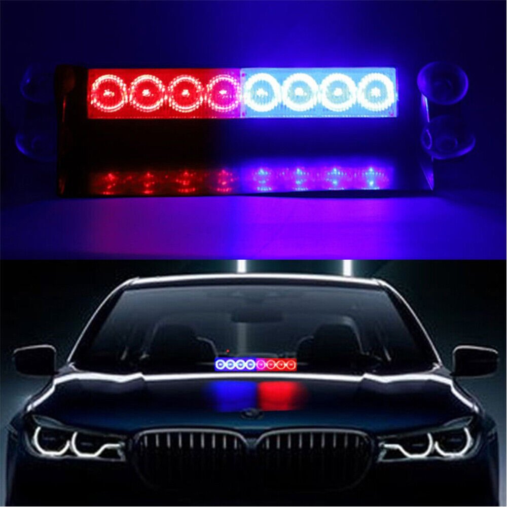 LED Police Lights Strobe Lights for Cars – 12V Emergency Signal Lights for Dashboard, Interior Roof, and Windshield with Suction Cups for Safe Caution and Hazard Warnings