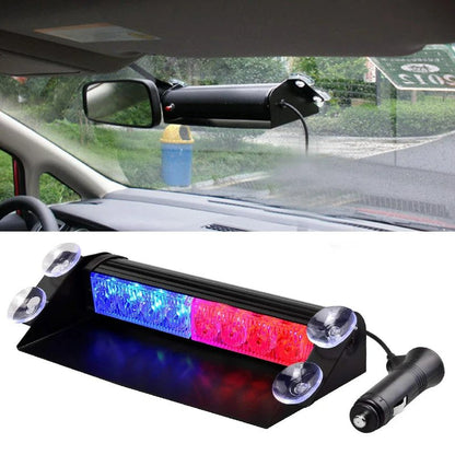 LED Police Lights Strobe Lights for Cars – 12V Emergency Signal Lights for Dashboard, Interior Roof, and Windshield with Suction Cups for Safe Caution and Hazard Warnings