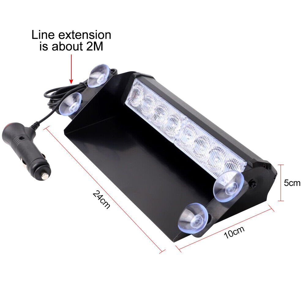 LED Police Lights Strobe Lights for Cars – 12V Emergency Signal Lights for Dashboard, Interior Roof, and Windshield with Suction Cups for Safe Caution and Hazard Warnings