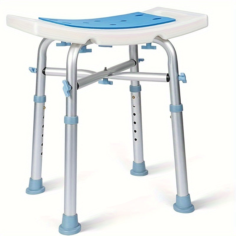 Heavy-Duty Aluminum Bathroom Stool - Shower Chair with Non-Slip Feet for Elderly, Disabled, PE/Rubber Comfort Seating with Adjustable Height
