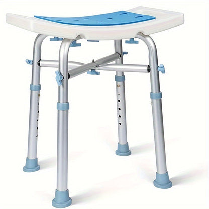 Heavy-Duty Aluminum Bathroom Stool - Shower Chair with Non-Slip Feet for Elderly, Disabled, PE/Rubber Comfort Seating with Adjustable Height
