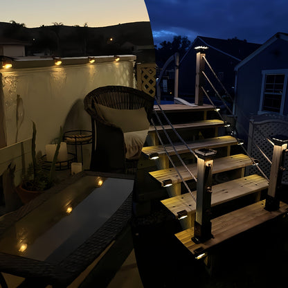 Outdoor Stair & Pathway Solar LED Deck Lights – 16pcs Lighting System with Auto On/Off, 12-Hour Runtime, Warm White Glow & Easy Installation for Homes, Hotels, Malls & Commercial Spaces