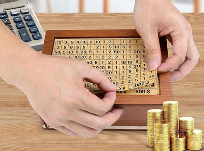 Wooden Cash Vault Savings Box – Secure Adult Money Bank with Target Tracker & Numbered Goal Display