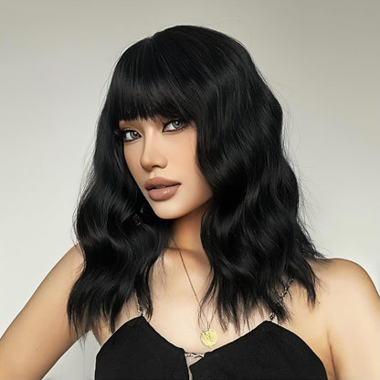 Clip-On Human Hair Bangs – Natural Black Wispy Fringe Air Bangs for Women’s Daily Hairstyling, Easy to Apply Non-Slip Hair Extensions