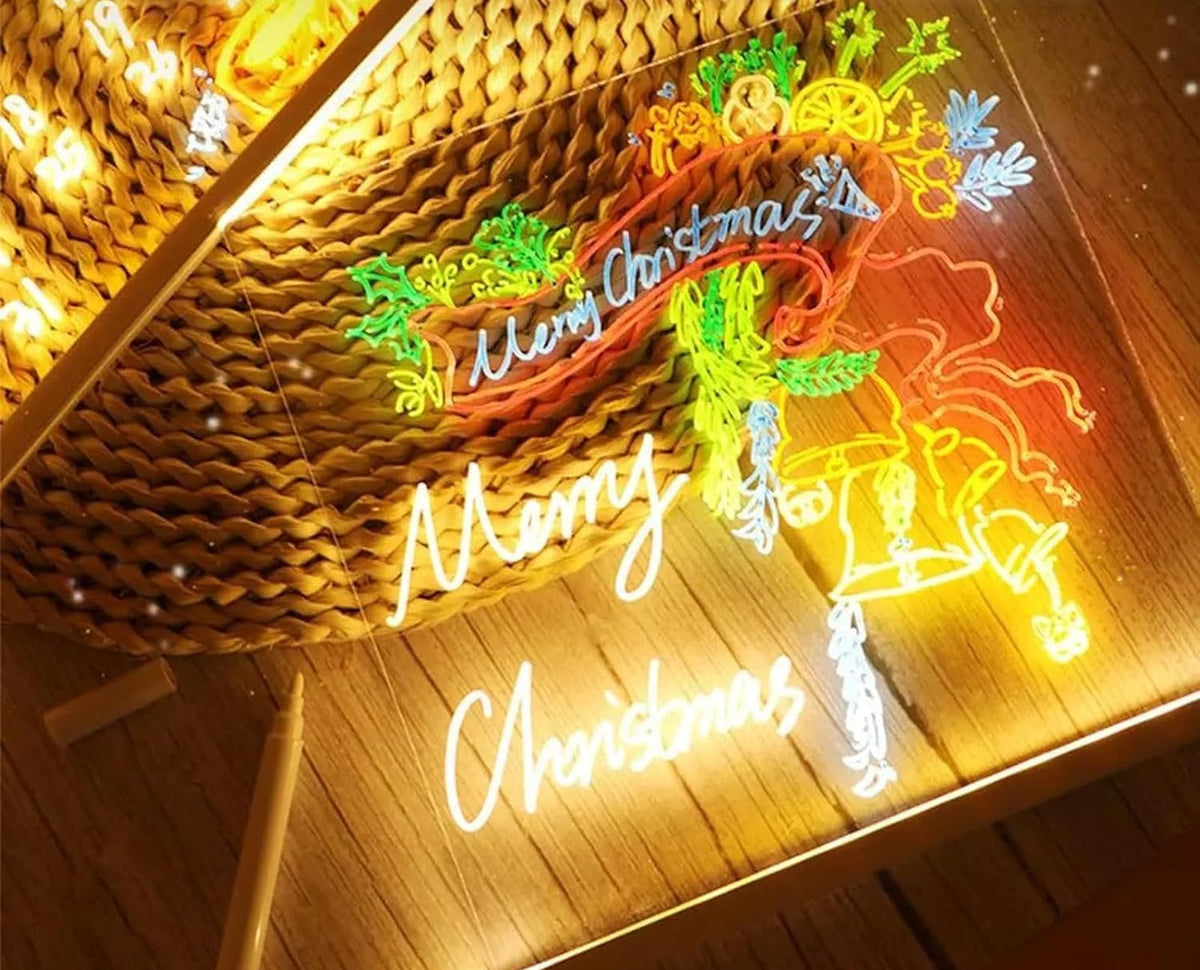 LED Note Board with Night Light & 7 Color Pens – Erasable Acrylic DIY Message Board, Kids Drawing Board & Creative Mother’s Day Gift