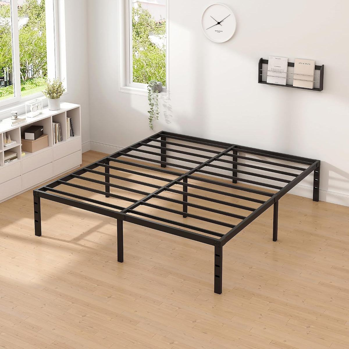 Metal Bed Frame,Queen Size Bed Frame with Storage Space