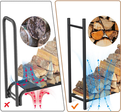 Heavy-Duty Firewood Storage Rack – 4-Foot Outdoor Wood Holder with Waterproof Cover for Logs, Blankets, and Patio Organization