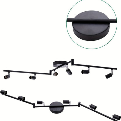 Track Rotating Black Ceiling Spotlights Lighting Kit – 6-Lights with Flexible Heads for Customizable Room Illumination