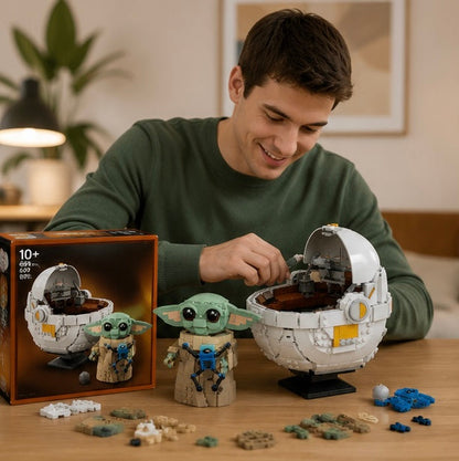 Hover Pram Building Block Set-1048 Piece Collectible Construction Toy Compatible with LEGO Bricks for Creative Display and Fan Gifts