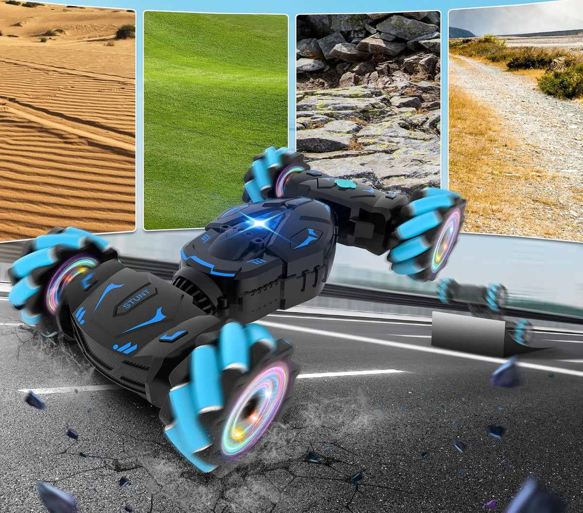 Remote Control Stunt Car – Music-Powered 4-Wheel Off-Road Drift Toy for Kids with Twist Climbing Design Perfect Holiday Gift
