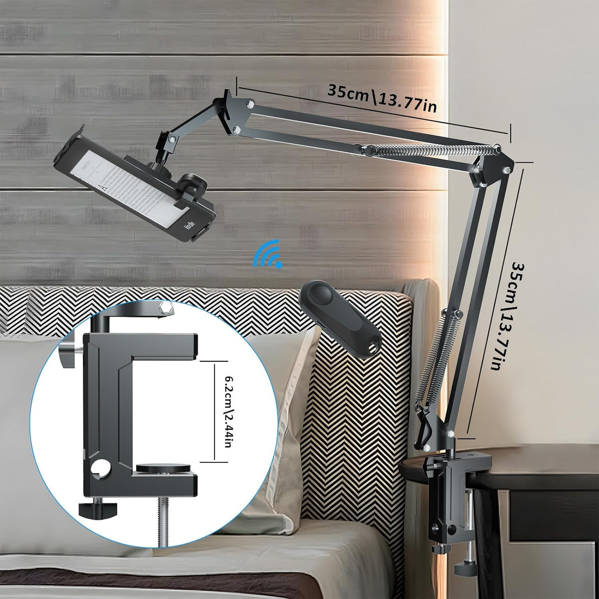 Rotatable Tablet Bed Stand – Long Arm Holder for iPad, Samsung & Xiaomi Tablets (4-12.9”) for Comfortable Viewing in Any Position