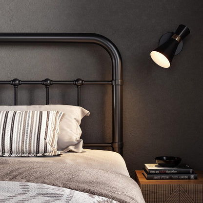 Queen Metal Bed Frame with Victorian Iron-Art Headboard