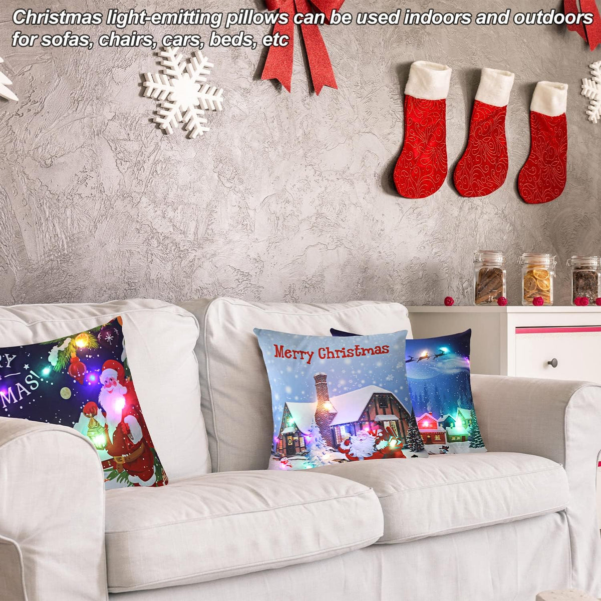 LED Christmas Pillowcase Cover – 45cm Luminous Cushion Cover with Holiday Patterns, Perfect New Year Home Decorations for Festive Ambiance