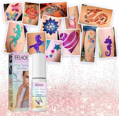 Glitter Tattoo Gel – Skin-Safe, Creative Paint for Eye Makeup, Body Art & Face Decoration with Long‑Lasting Sparkle