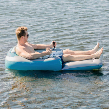 Motorized Pool Lounger - Inflatable Ride-On Water Float with Twin Electric Motors and Joystick Steering